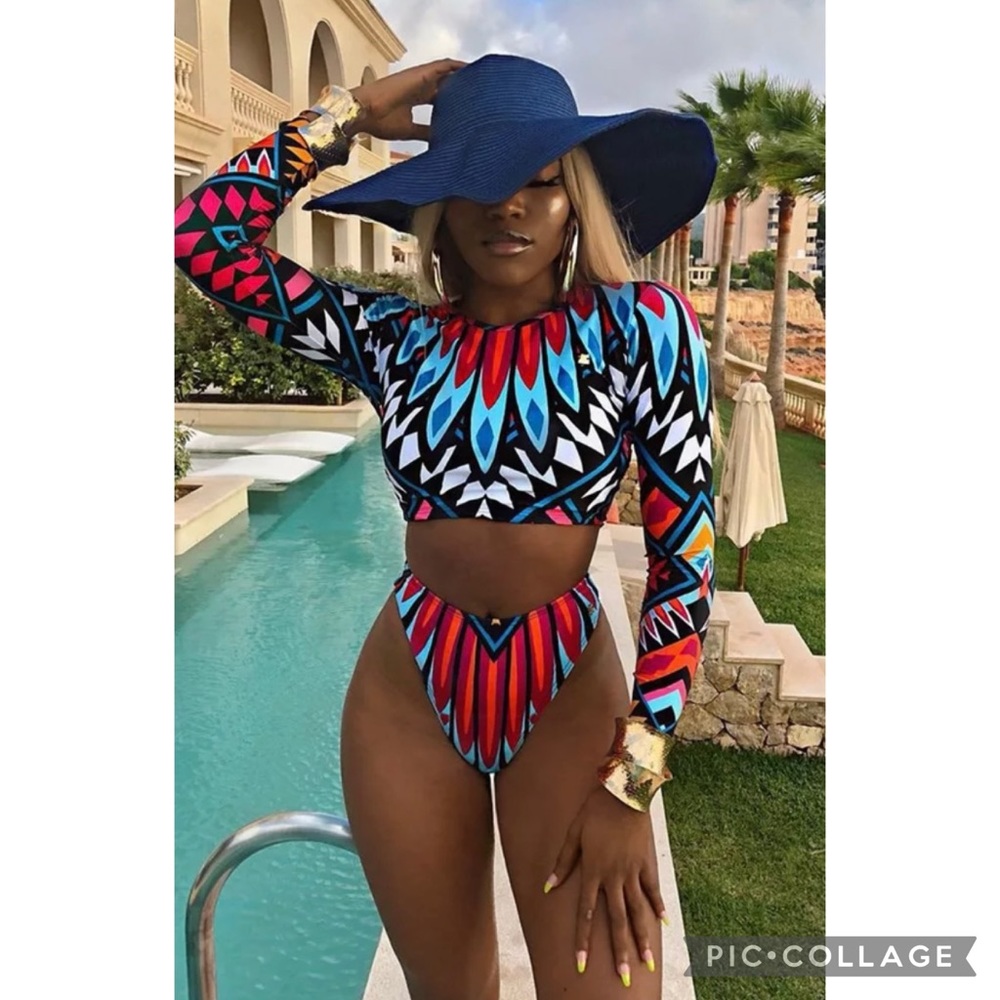 2 piece print swimsuit